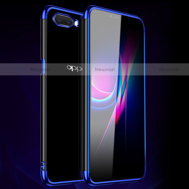Ultra-thin Transparent TPU Soft Case Cover H01 for Oppo A12e Blue