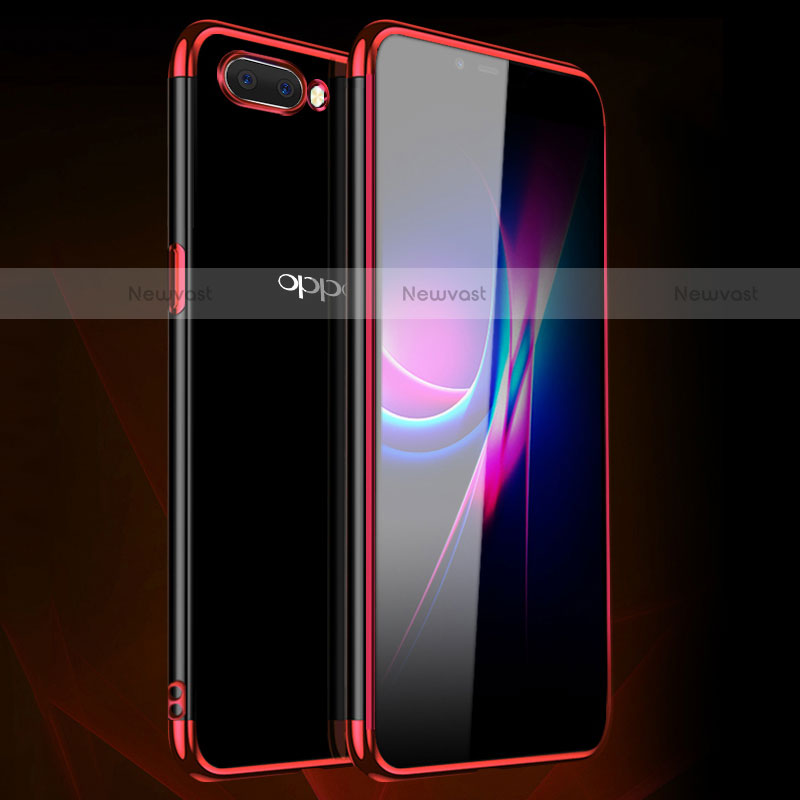 Ultra-thin Transparent TPU Soft Case Cover H01 for Oppo A12e Red