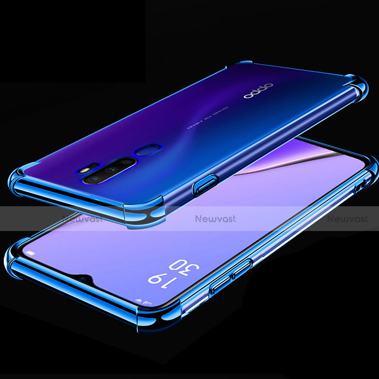 Ultra-thin Transparent TPU Soft Case Cover H01 for Oppo A5 (2020) Blue