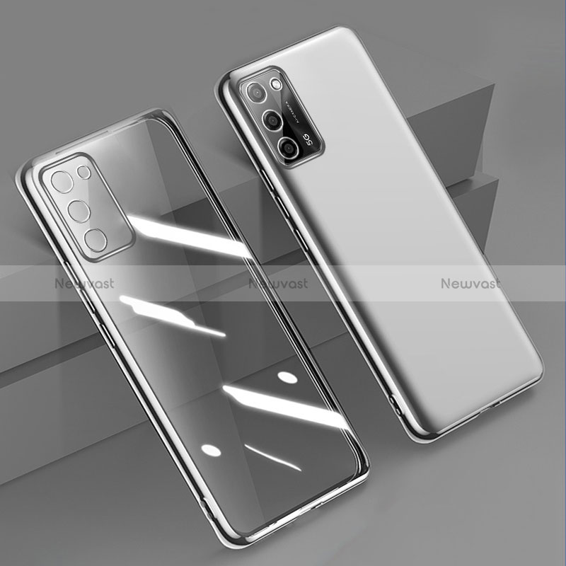 Ultra-thin Transparent TPU Soft Case Cover H01 for Oppo A53s 5G Silver