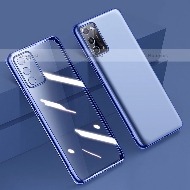 Ultra-thin Transparent TPU Soft Case Cover H01 for Oppo A55 5G Blue