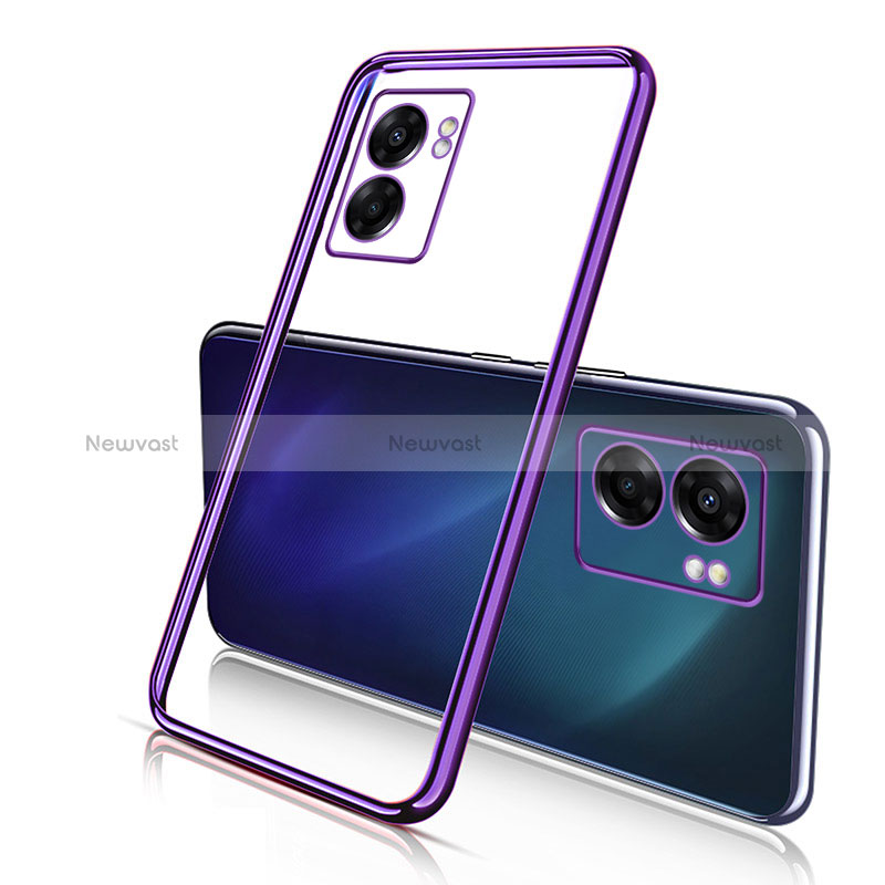 Ultra-thin Transparent TPU Soft Case Cover H01 for Oppo A56S 5G Purple