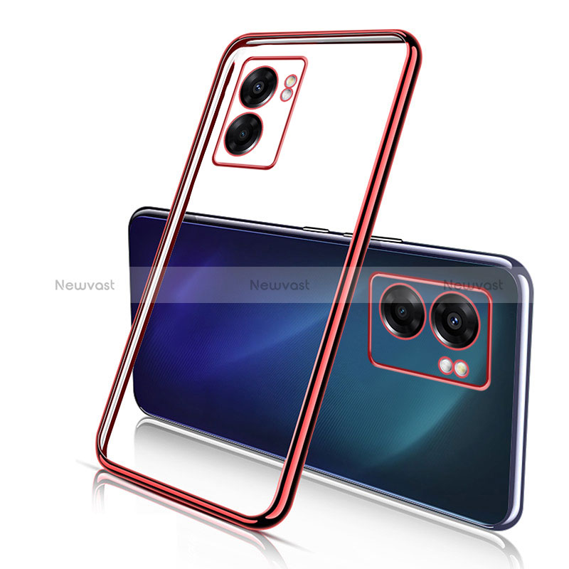 Ultra-thin Transparent TPU Soft Case Cover H01 for Oppo A56S 5G Red