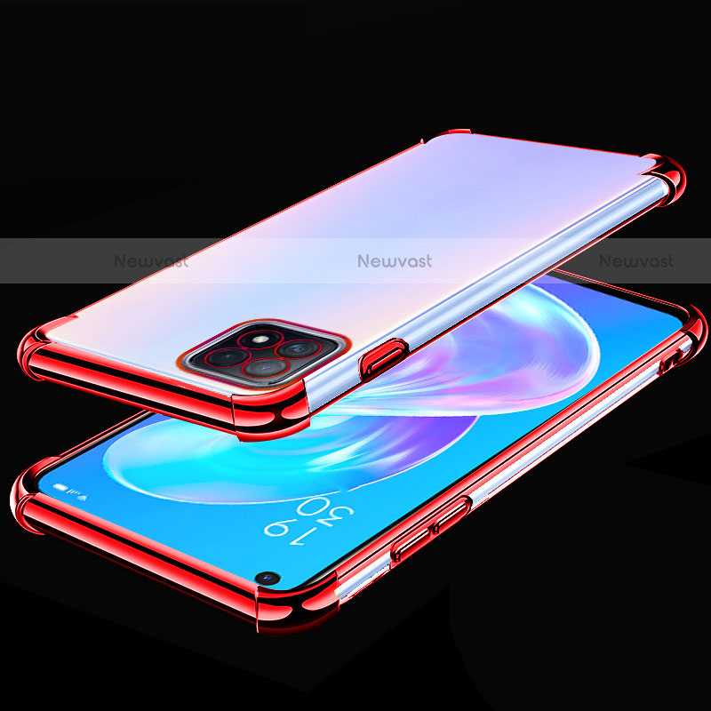 Ultra-thin Transparent TPU Soft Case Cover H01 for Oppo A73 5G Red