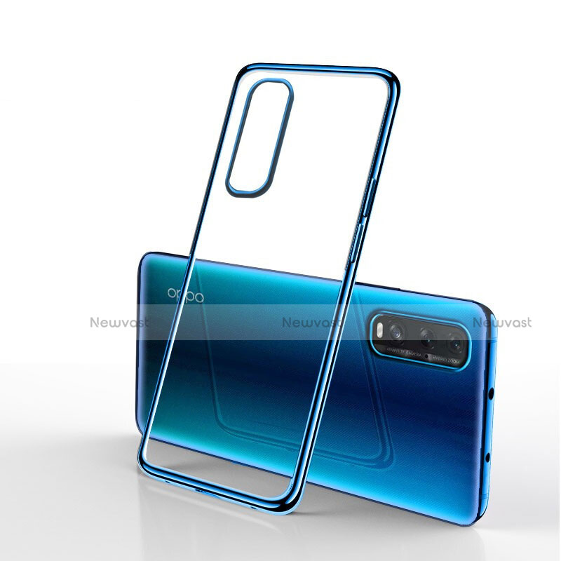 Ultra-thin Transparent TPU Soft Case Cover H01 for Oppo Find X2 Blue