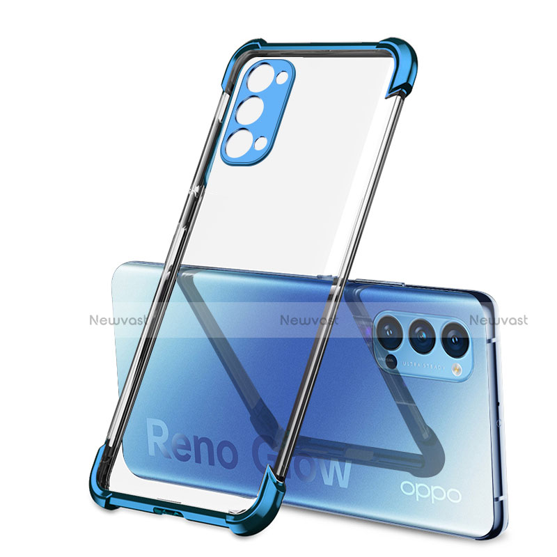 Ultra-thin Transparent TPU Soft Case Cover H01 for Oppo Reno4 5G Blue