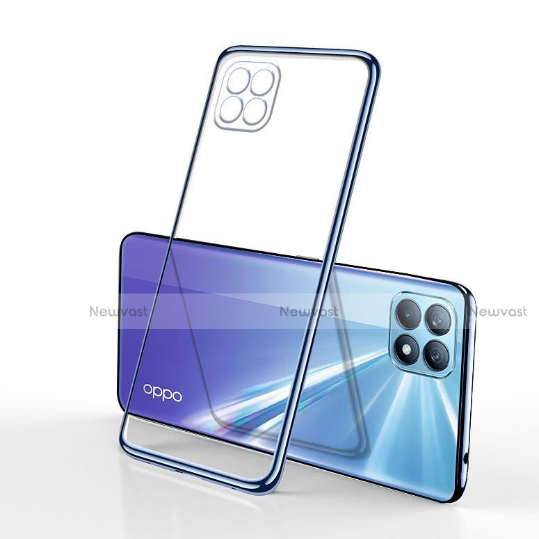 Ultra-thin Transparent TPU Soft Case Cover H01 for Oppo Reno4 SE 5G Blue
