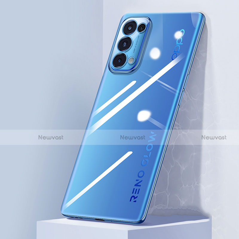 Ultra-thin Transparent TPU Soft Case Cover H01 for Oppo Reno5 5G Blue