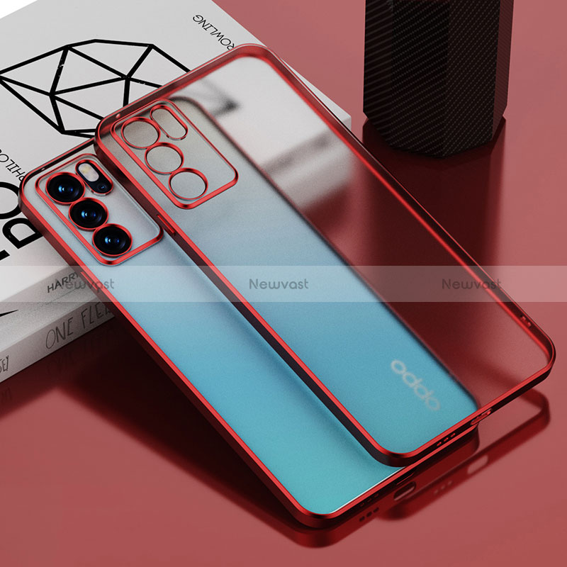 Ultra-thin Transparent TPU Soft Case Cover H01 for Oppo Reno6 5G Red