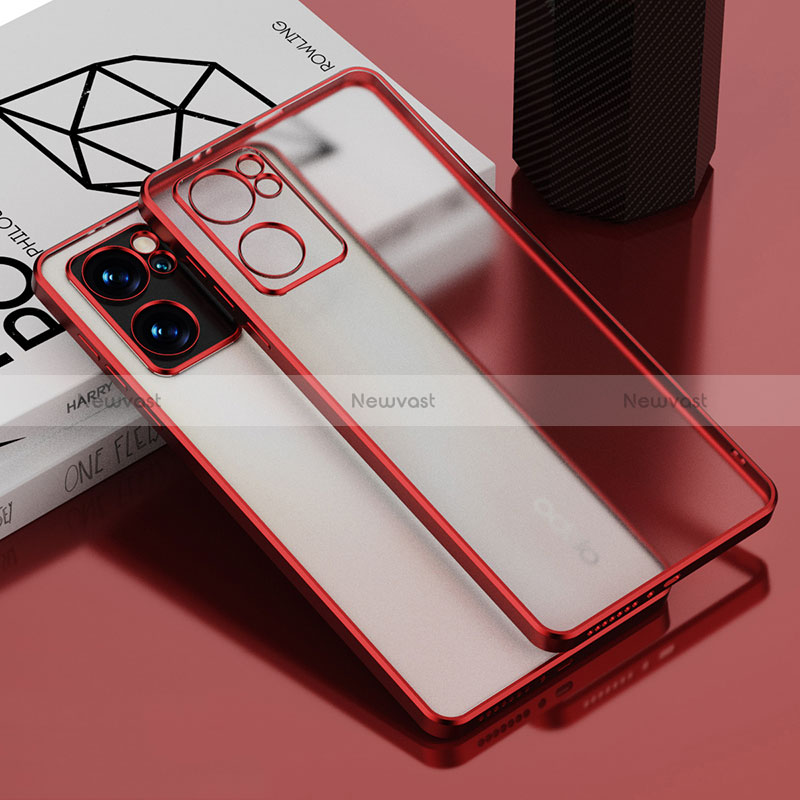 Ultra-thin Transparent TPU Soft Case Cover H01 for Oppo Reno7 SE 5G Red