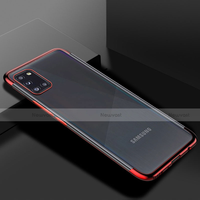 Ultra-thin Transparent TPU Soft Case Cover H01 for Samsung Galaxy A31 Red