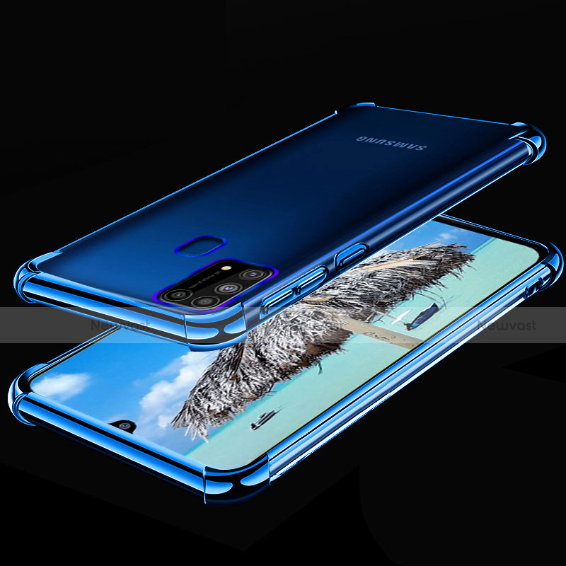 Ultra-thin Transparent TPU Soft Case Cover H01 for Samsung Galaxy M21s Blue