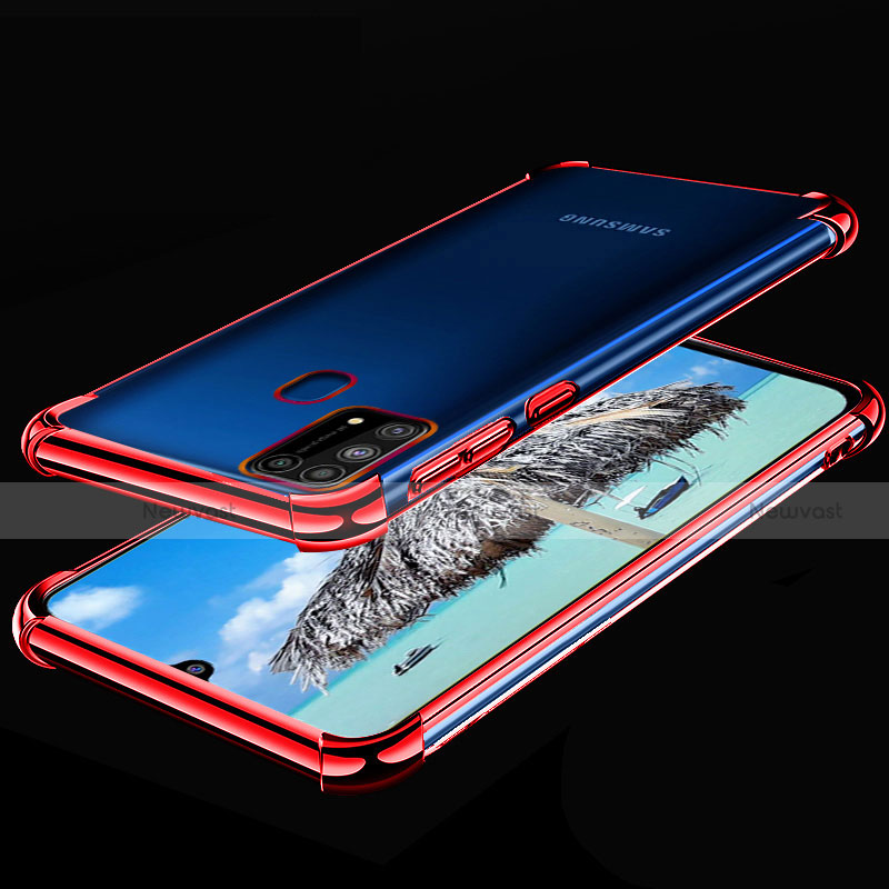 Ultra-thin Transparent TPU Soft Case Cover H01 for Samsung Galaxy M21s Red