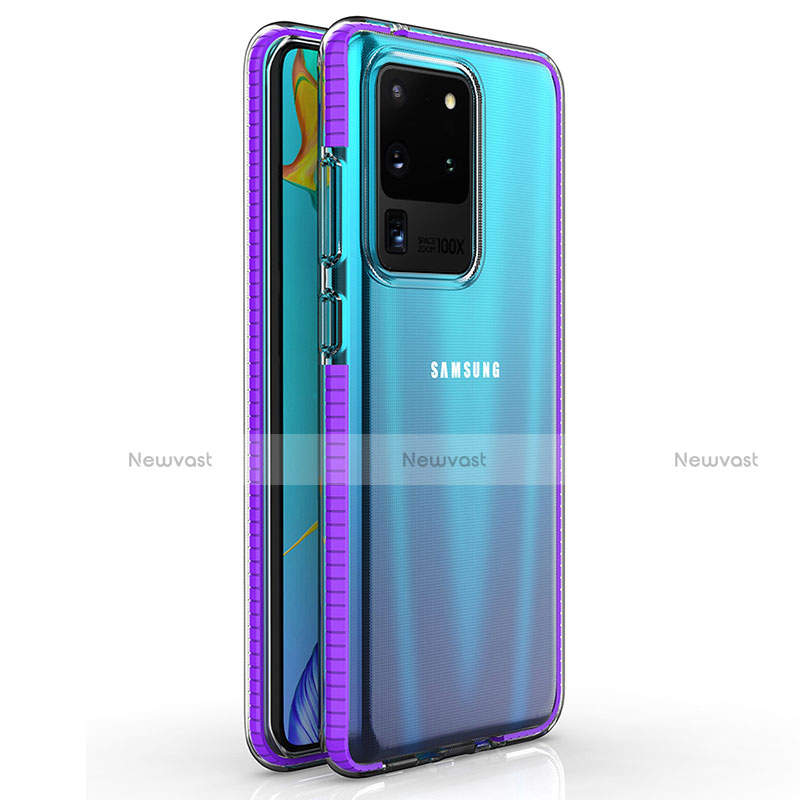 Ultra-thin Transparent TPU Soft Case Cover H01 for Samsung Galaxy S20 Ultra 5G Purple