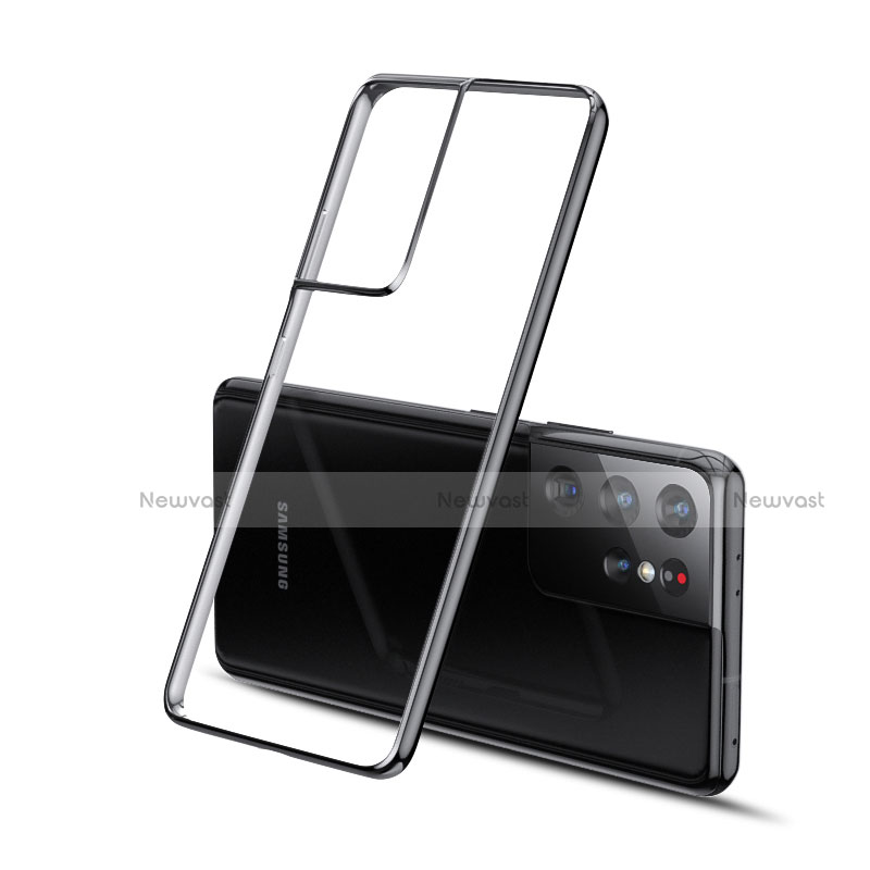 Ultra-thin Transparent TPU Soft Case Cover H01 for Samsung Galaxy S21 Ultra 5G Black