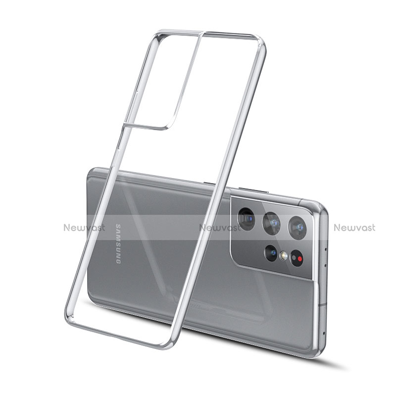 Ultra-thin Transparent TPU Soft Case Cover H01 for Samsung Galaxy S21 Ultra 5G Silver