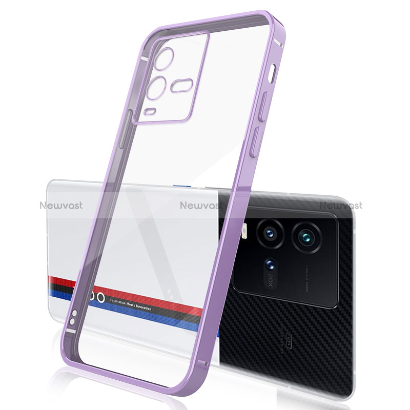 Ultra-thin Transparent TPU Soft Case Cover H01 for Vivo iQOO 10 5G Purple