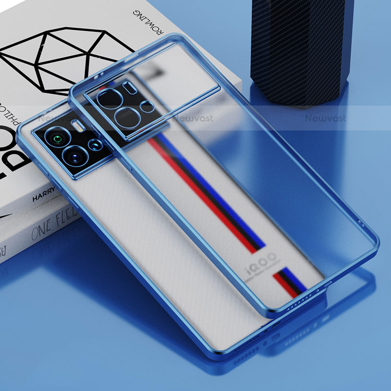 Ultra-thin Transparent TPU Soft Case Cover H01 for Vivo iQOO 9 5G Blue