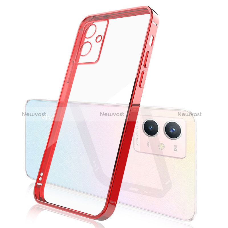 Ultra-thin Transparent TPU Soft Case Cover H01 for Vivo T1 5G India Red