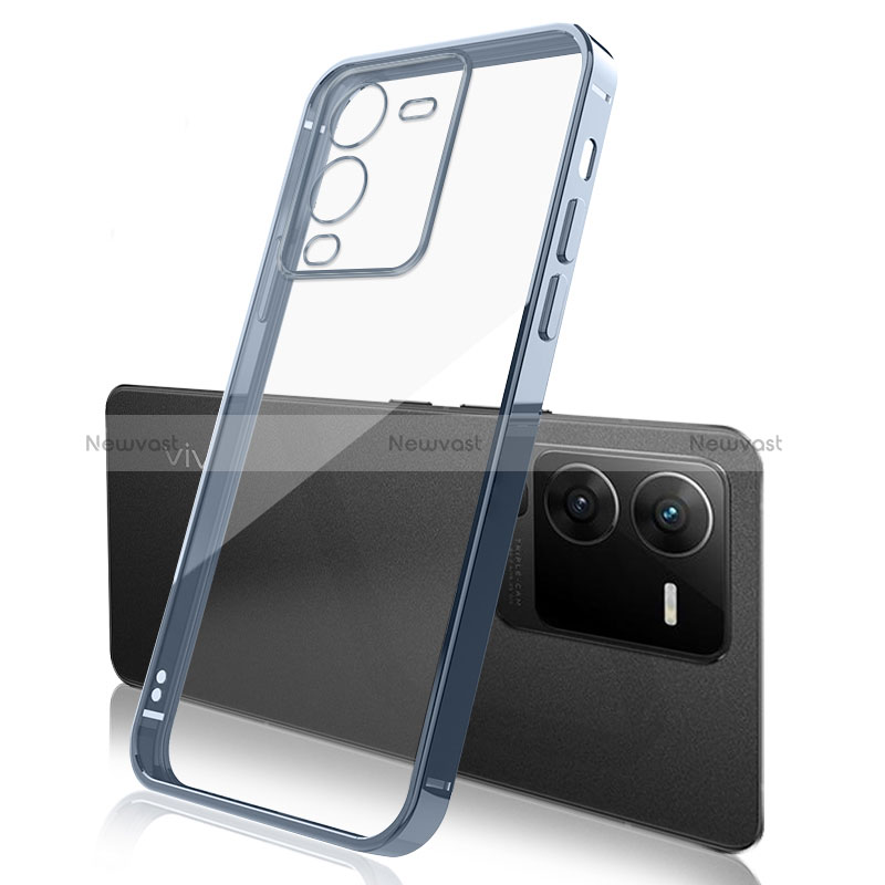 Ultra-thin Transparent TPU Soft Case Cover H01 for Vivo V25 Pro 5G Blue