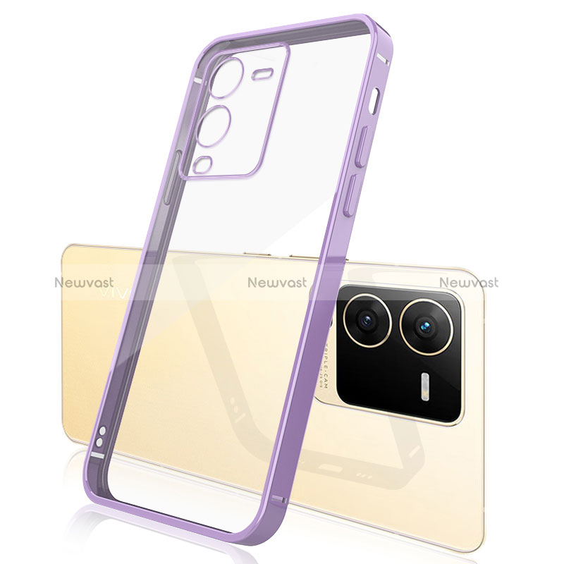 Ultra-thin Transparent TPU Soft Case Cover H01 for Vivo V25 Pro 5G Purple
