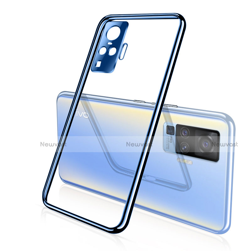 Ultra-thin Transparent TPU Soft Case Cover H01 for Vivo X50 Pro 5G Blue