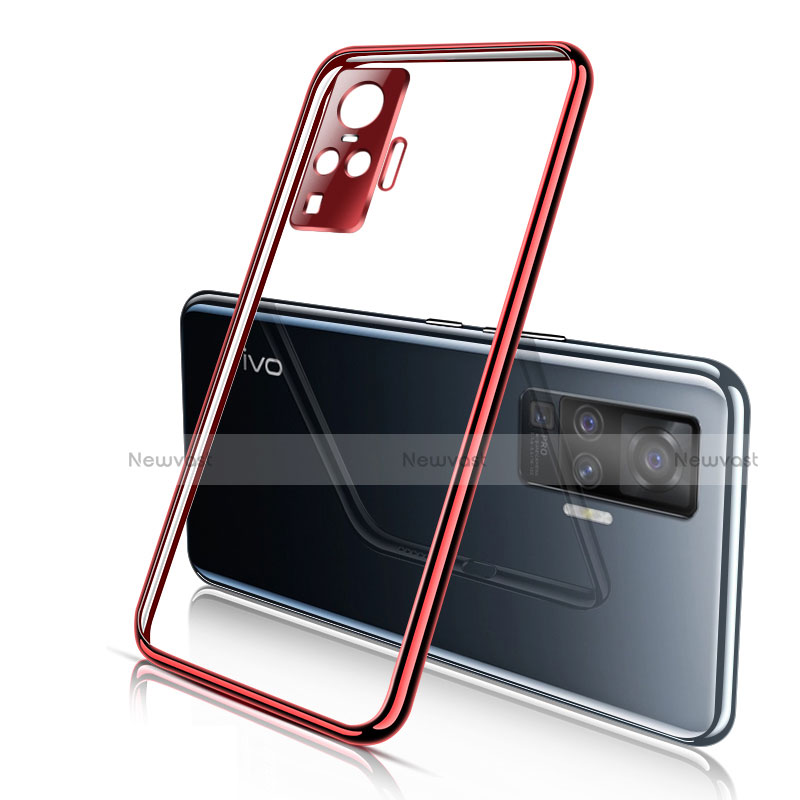 Ultra-thin Transparent TPU Soft Case Cover H01 for Vivo X51 5G Red
