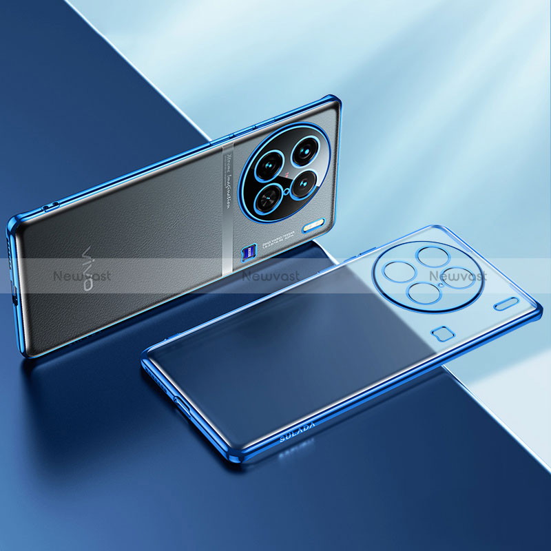 Ultra-thin Transparent TPU Soft Case Cover H01 for Vivo X90 Pro 5G Blue