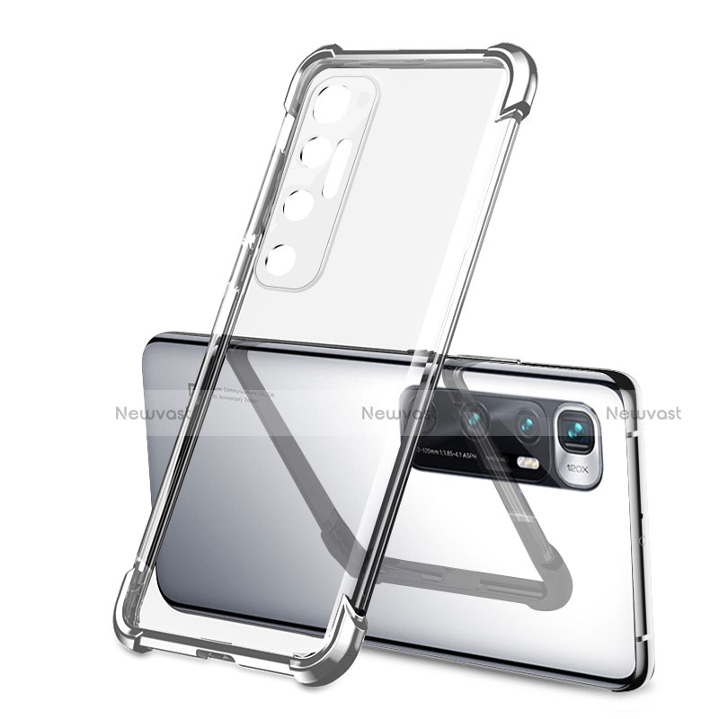 Ultra-thin Transparent TPU Soft Case Cover H01 for Xiaomi Mi 10 Ultra Silver