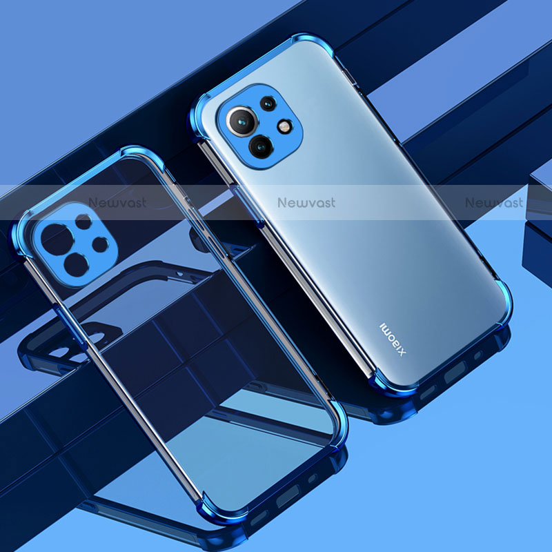 Ultra-thin Transparent TPU Soft Case Cover H01 for Xiaomi Mi 11 Lite 5G Blue