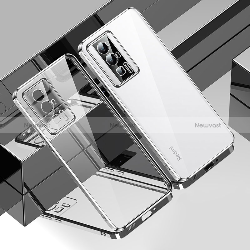 Ultra-thin Transparent TPU Soft Case Cover H01 for Xiaomi Poco F5 Pro 5G Silver
