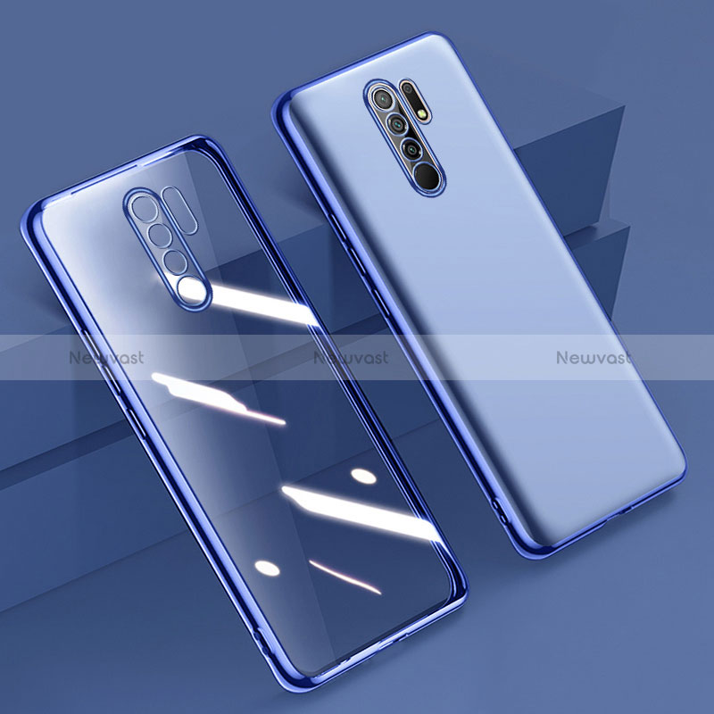 Ultra-thin Transparent TPU Soft Case Cover H01 for Xiaomi Redmi 9 Blue