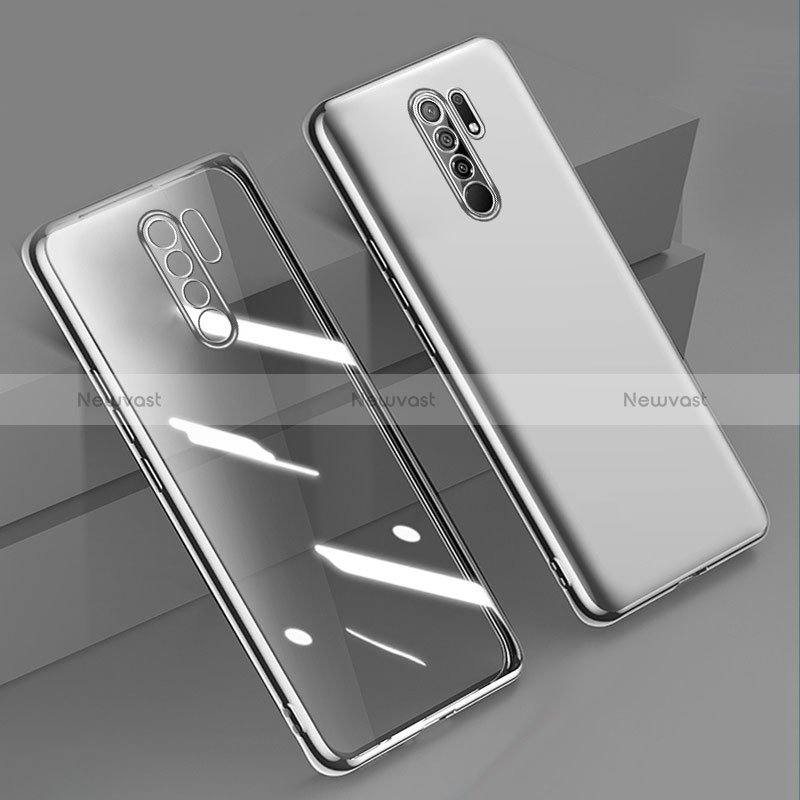 Ultra-thin Transparent TPU Soft Case Cover H01 for Xiaomi Redmi 9 Prime India Silver