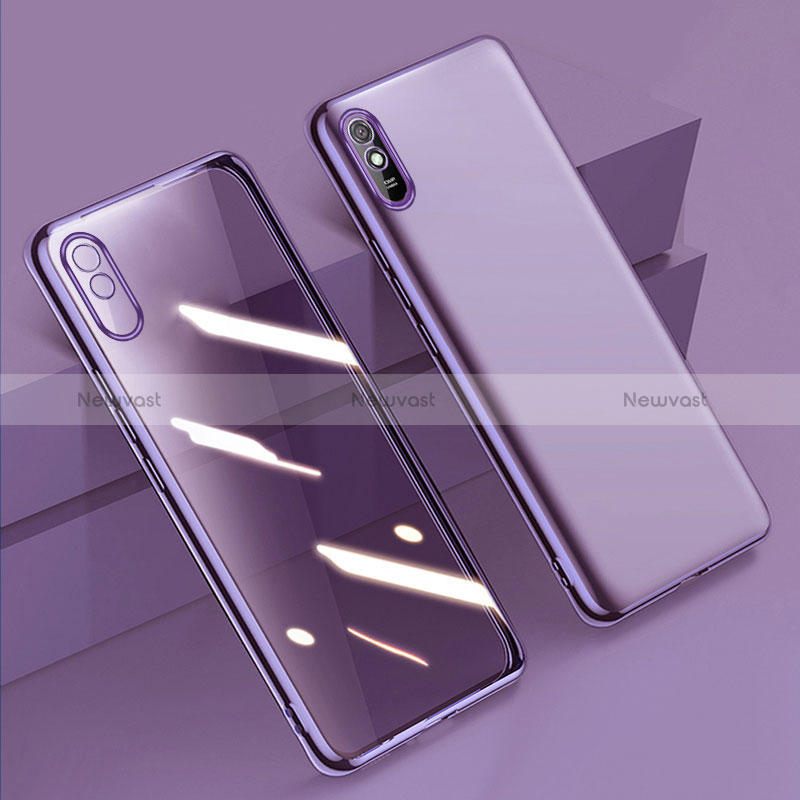 Ultra-thin Transparent TPU Soft Case Cover H01 for Xiaomi Redmi 9AT Purple