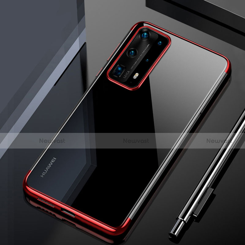 Ultra-thin Transparent TPU Soft Case Cover H02 for Huawei P40 Pro+ Plus Red