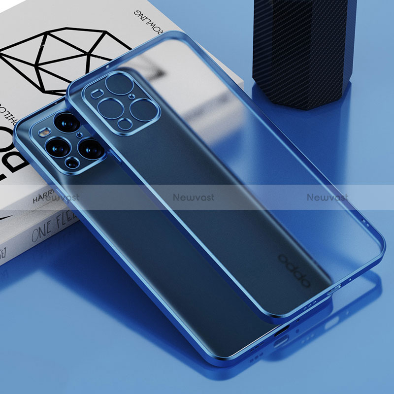 Ultra-thin Transparent TPU Soft Case Cover H02 for Oppo Find X3 5G Blue