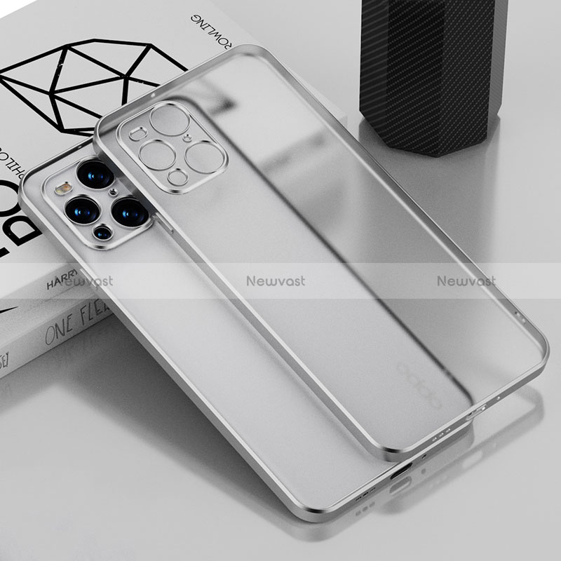 Ultra-thin Transparent TPU Soft Case Cover H02 for Oppo Find X3 5G Silver