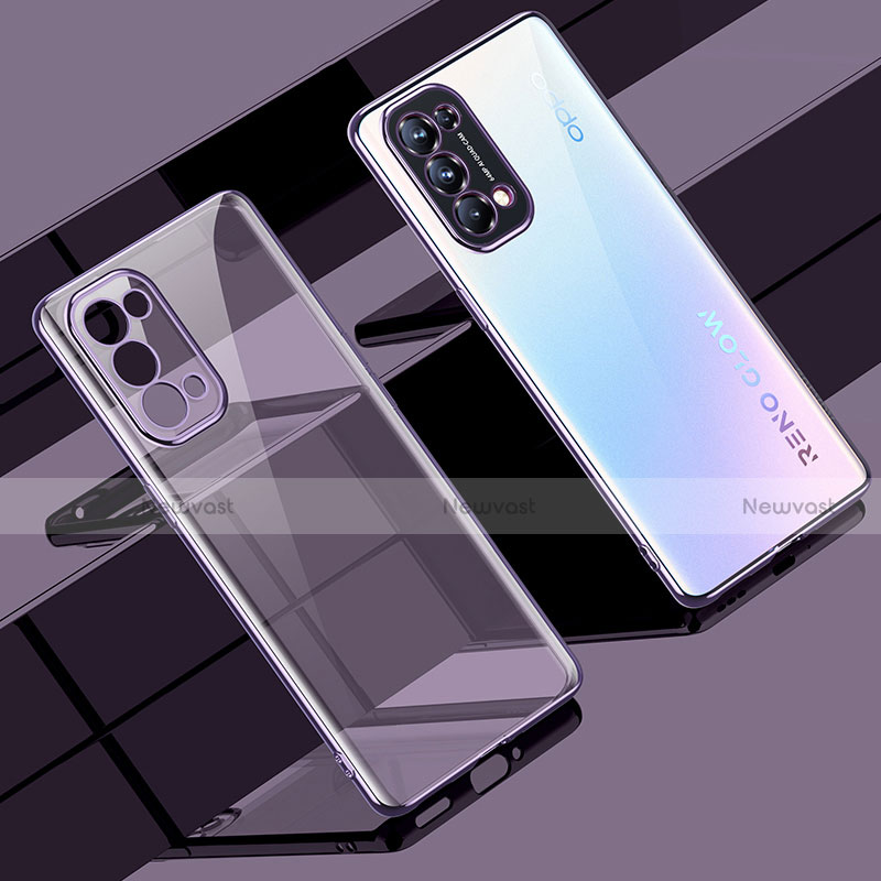 Ultra-thin Transparent TPU Soft Case Cover H02 for Oppo Find X3 Lite 5G Purple
