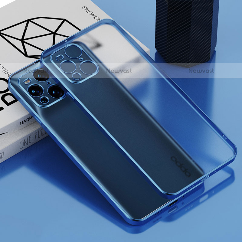 Ultra-thin Transparent TPU Soft Case Cover H02 for Oppo Find X3 Pro 5G Blue