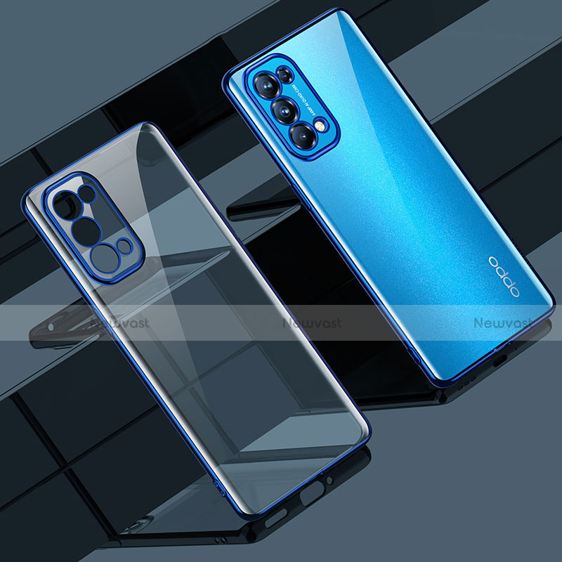 Ultra-thin Transparent TPU Soft Case Cover H02 for Oppo Reno5 Pro 5G Blue