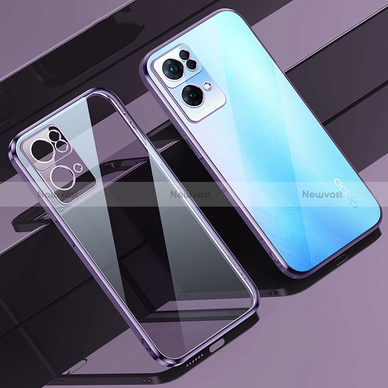 Ultra-thin Transparent TPU Soft Case Cover H02 for Oppo Reno7 Pro 5G Purple