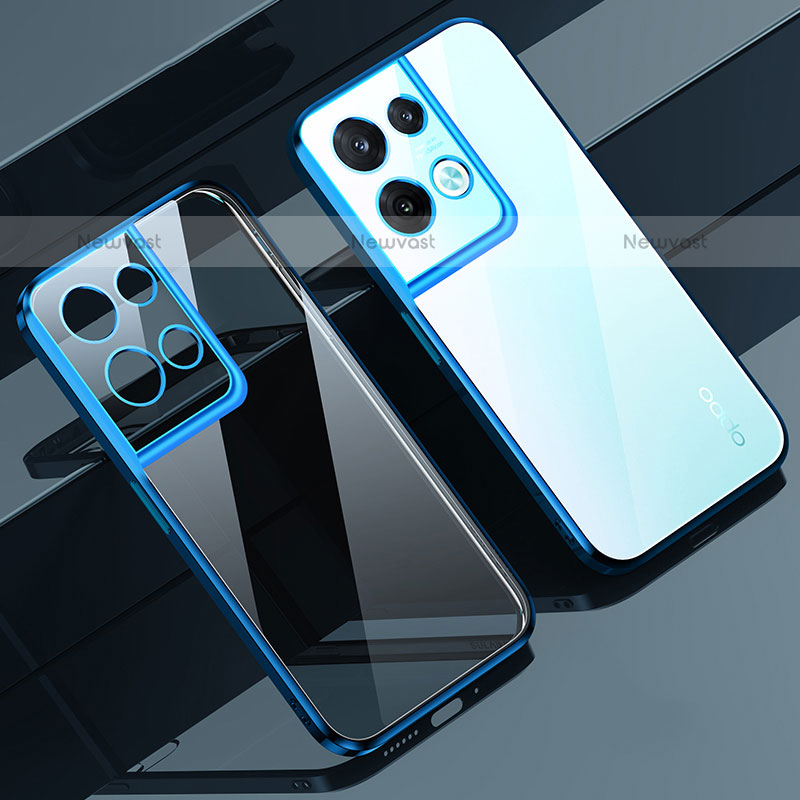 Ultra-thin Transparent TPU Soft Case Cover H02 for Oppo Reno9 Pro+ Plus 5G Blue