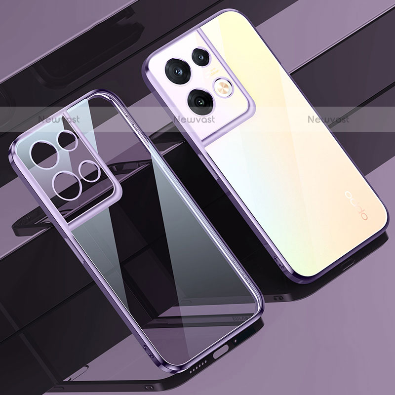 Ultra-thin Transparent TPU Soft Case Cover H02 for Oppo Reno9 Pro+ Plus 5G Purple