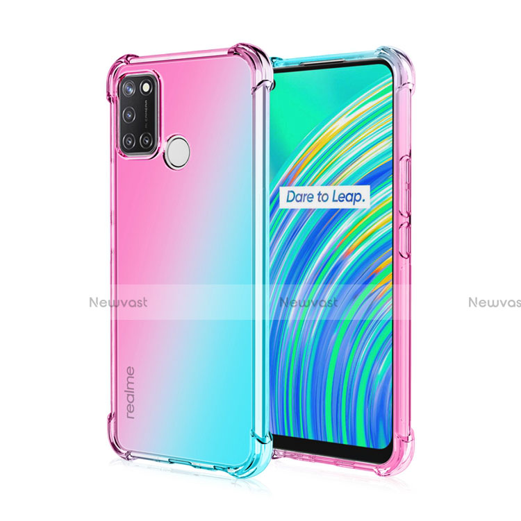 Ultra-thin Transparent TPU Soft Case Cover H02 for Realme C17 Cyan