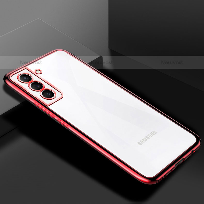 Ultra-thin Transparent TPU Soft Case Cover H02 for Samsung Galaxy S21 5G Red
