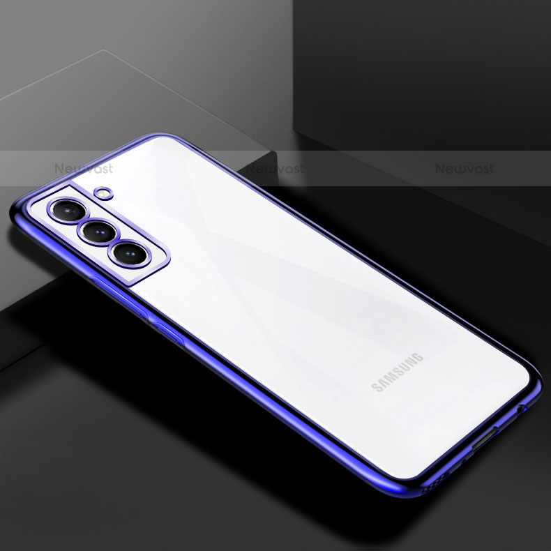 Ultra-thin Transparent TPU Soft Case Cover H02 for Samsung Galaxy S21 FE 5G Blue