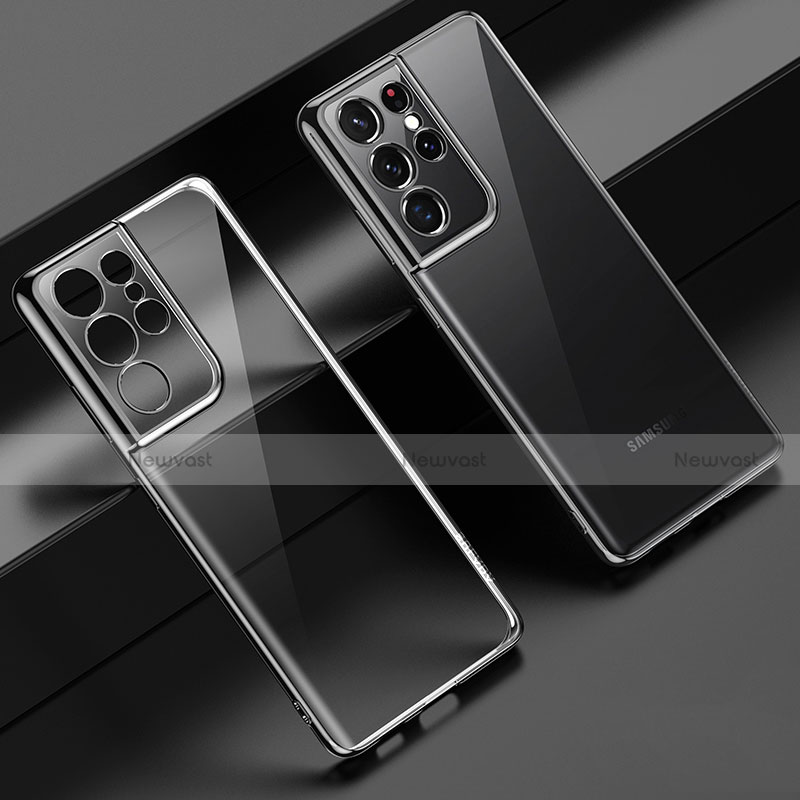 Ultra-thin Transparent TPU Soft Case Cover H02 for Samsung Galaxy S21 Ultra 5G Black