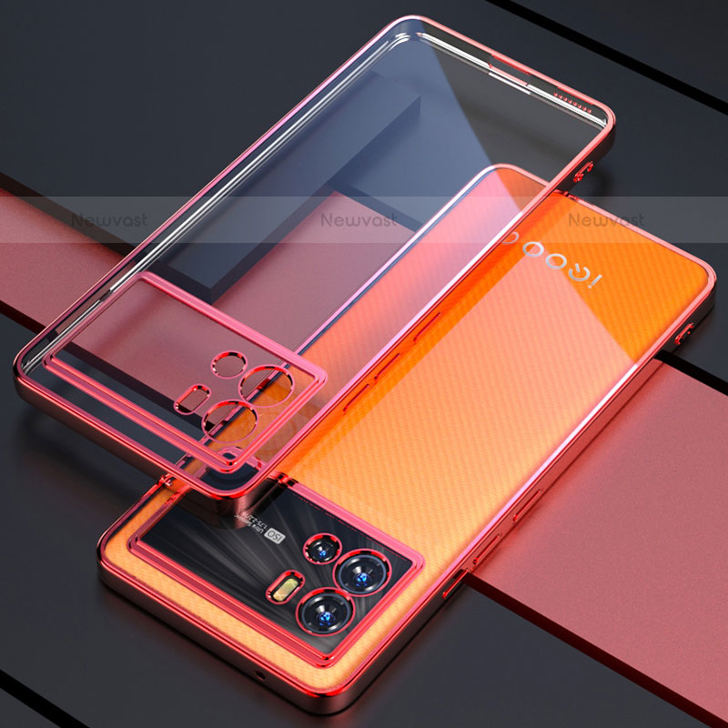 Ultra-thin Transparent TPU Soft Case Cover H02 for Vivo iQOO 9 5G Red