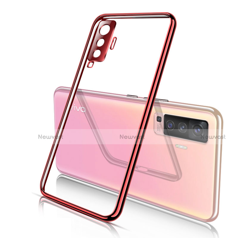 Ultra-thin Transparent TPU Soft Case Cover H02 for Vivo X50 5G Red