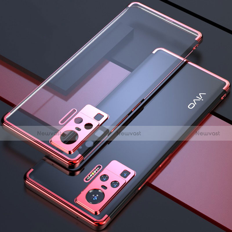 Ultra-thin Transparent TPU Soft Case Cover H02 for Vivo X51 5G Red